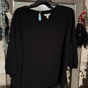 Croft & Barrow Women's 3/4 Sleeve Black Blouse